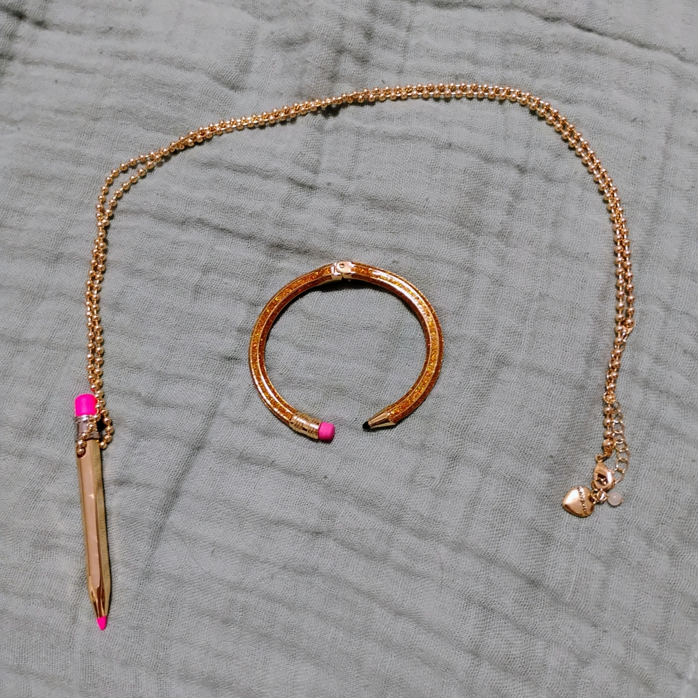 Betsey Johnson Pencil Bracelet And Necklace Set